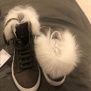 Yves Salomon fur sneakers